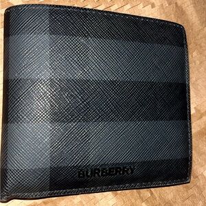 Burberry Dark Gray Checkered Card Holder